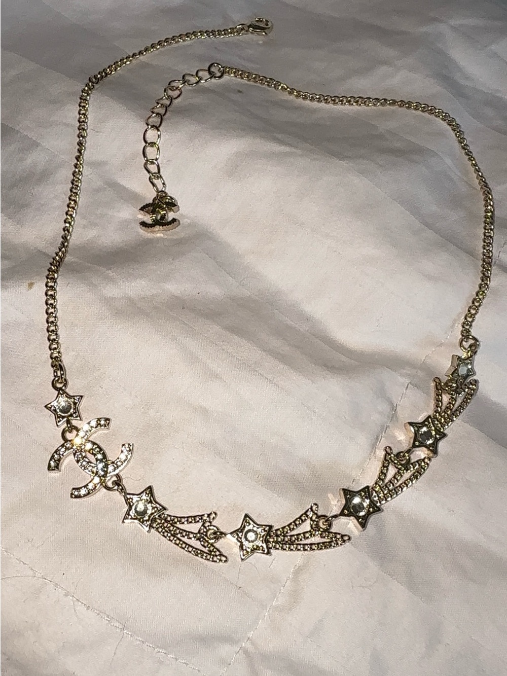 Gold Star & Logo Crystal Choker Necklace - Designer-Inspired Women's Jewelry